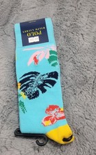 Polo Ralph Lauren Socks Mens 10-13 Palm Cove Turquoise Tropical Floral Crew