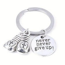 Portachiavi con Guantoni da BOXE Argento NON MOLLARE MAI ciondolo Pugilato box