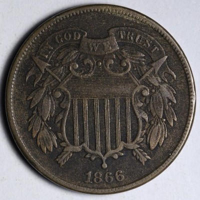 1866 Two Cent Piece XF E259 TIEE