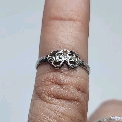 Vintage Sterling Silver Comedy Tragedy Ring Size 5-6
