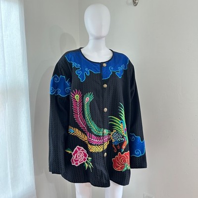 Maggie Barnes Asian Inspired Jacket Statement Piece Boho Art-to-Wear Artistic 4X
