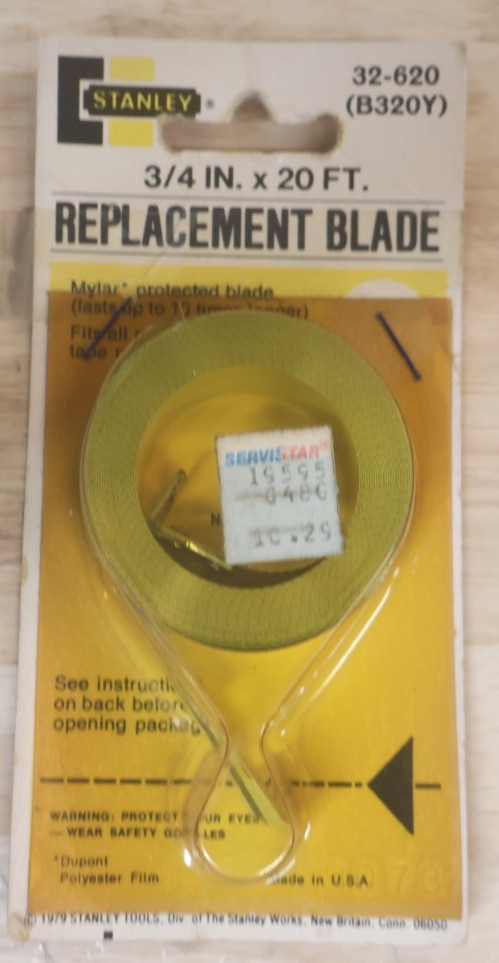 VINTAGE NOS STANLEY 32-620 B320Y TAPE MEASURE REPLACEMENT 3/