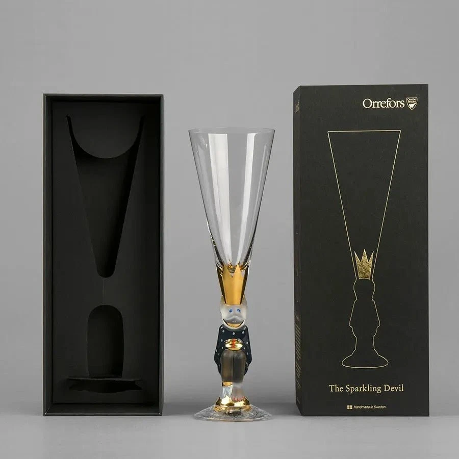 Copa de champán Orrefors Sparkling Devil - Flauta de cristal sueca hecha a mano Foto 3 de 3
