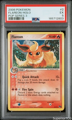 Flareon Holo 2/17 Pop Series 3 Pokemon PSA 5 LOW POP87