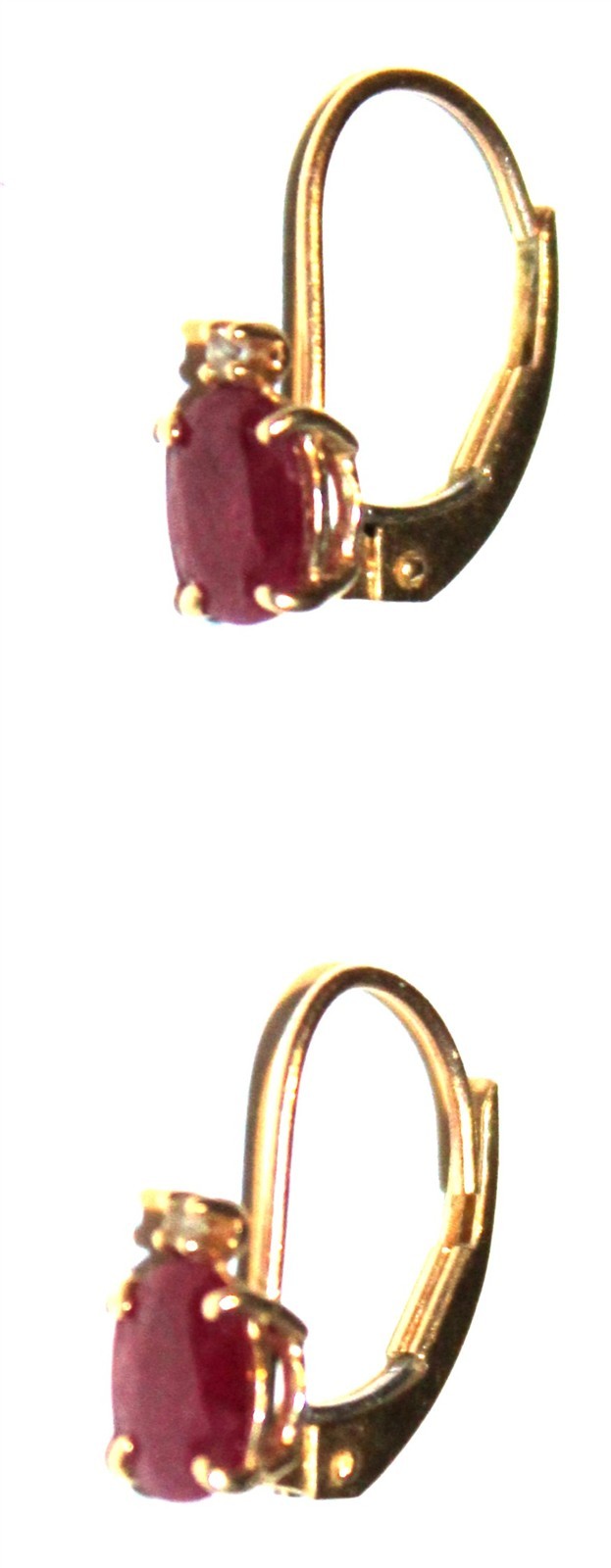 Solid 10K yellow gold marked 10K ruby diamond ear… - image 1