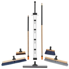 Garage Cleaning Kit with Brooms, Squeegee, Handles, and Organizer