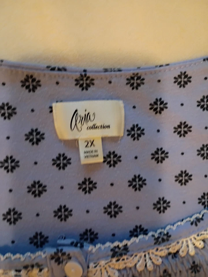 Camisón Aria Collection 2xl Femenino Confortanle Lavanda y Azul Foto 4 de 4