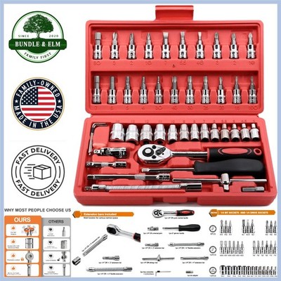 Versatile 46-Piece Socket Ratchet Set with Storage Case - Ideal for DIY Projects