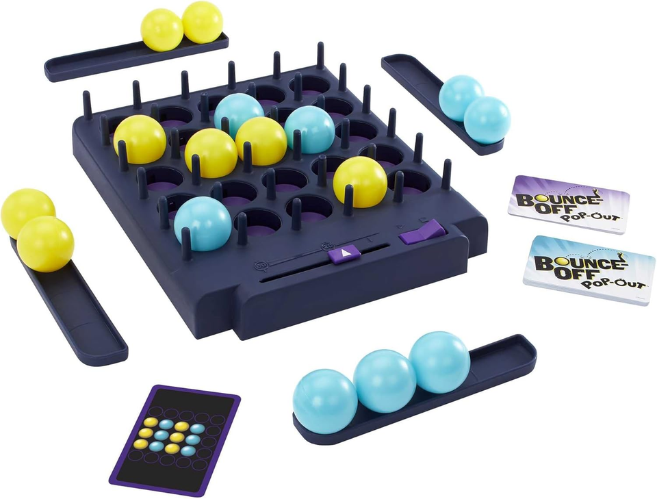 Mattel Games Bounce-Off Pop-Out – Gioco Di Società Con Palline E Carte Sfida, 7+ Anni