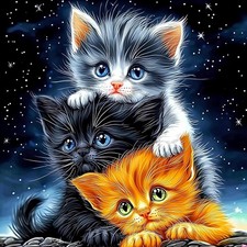 Diamond Painting Katze Kits für Erwachsene, 5D drei süße Kätzchen Diamond Art Kits Zum Selbermachen
