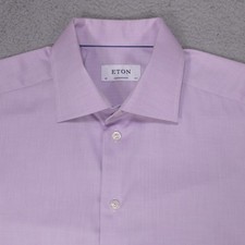 ETON Dress Shirts Men 16.5 Pink Button Up Contemporary 100 Cotton
