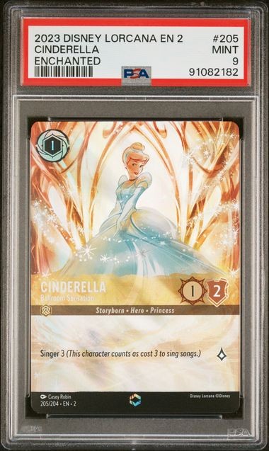 Disney Lorcana Cinderella Ballroom Sensation Floodborn Enchanted #205 PSA 9