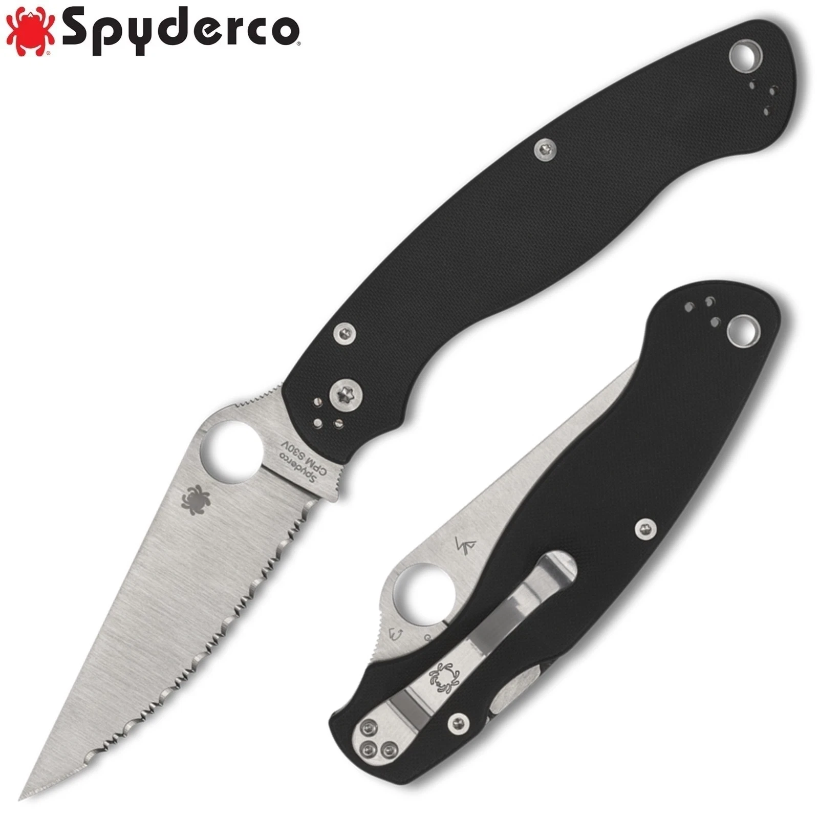 Spyderco Military 2 Compression Lock S30V Satin Serrated Blade Black G10 C36GS2