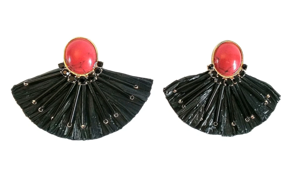 Pendientes perforados Kate Spade Fiesta con flecos negros y rojos Foto 2 de 3