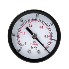 Vacuum Manometer Pressure Gauge 1/4" BSPT Thread Sturdy for Case 0~-30inHg 0~-1b
