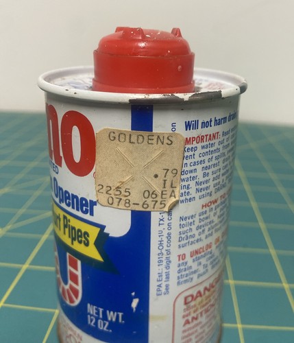 DRANO ~ Drain Opener Metal Can Clog Remover 12oz Dry Crystals Vintage 1974 - Picture 3 of 7