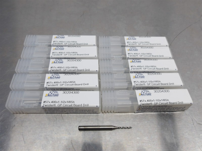 10 NEW! MA Ford #57 Carbide Circuit Board Drill .400"LOC 1/8"SHK 30204300