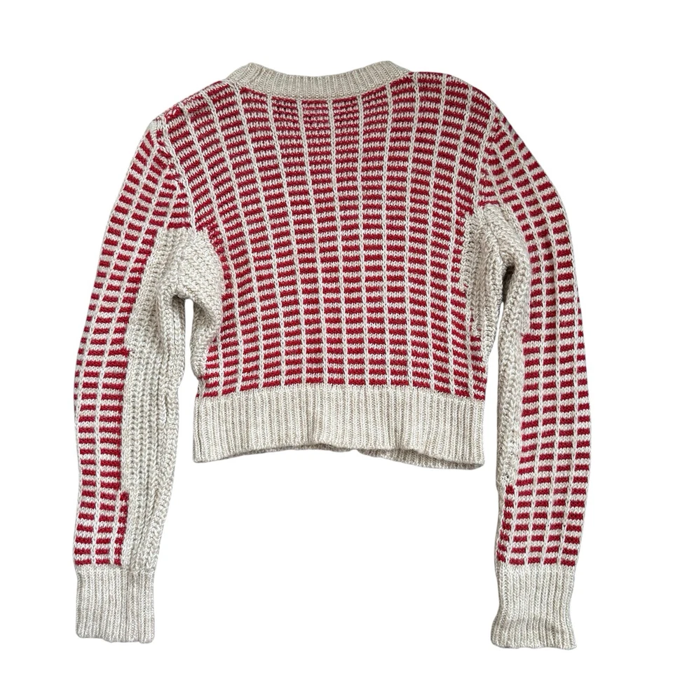 Wool Knit Cropped Sweater Womens Medium Urban Outfitters Retro Stripe Winter  - Image 4 of 4