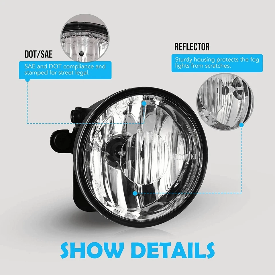 Pairs Clear Fog Lights Lamps Fit 1997-2003 Pontiac Grand Prix/2000-2005 Sunfire - Image 3 of 4