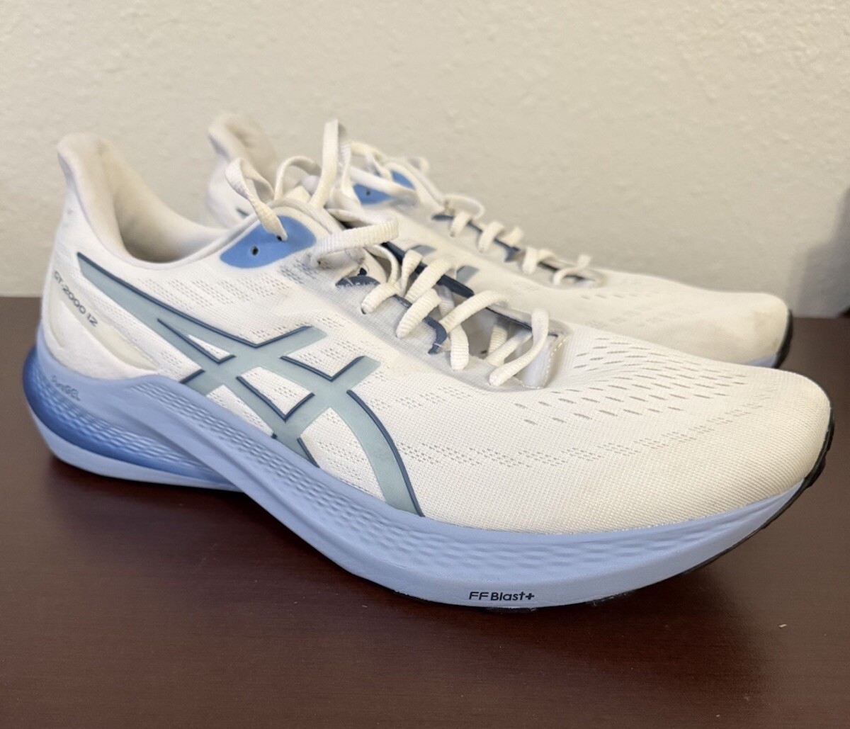 ASICS GT-2000 12 White Storm Blue MESH Running Shoes AUTHENTIC Sz 13 D