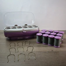 Conair ION Shine Hot Rollers Hairsetter Flocked Curlers 1.5" 400w 9 Clips