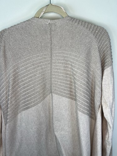 DKNY Jeans Wrap Sweater Women’s Size 1X Open Front Cardigan Ribbed Cream & Gold - Picture 8 of 9