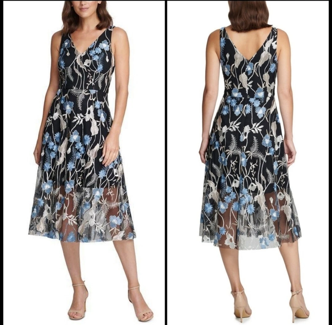Vince camuto embroidered mesh clearance dress
