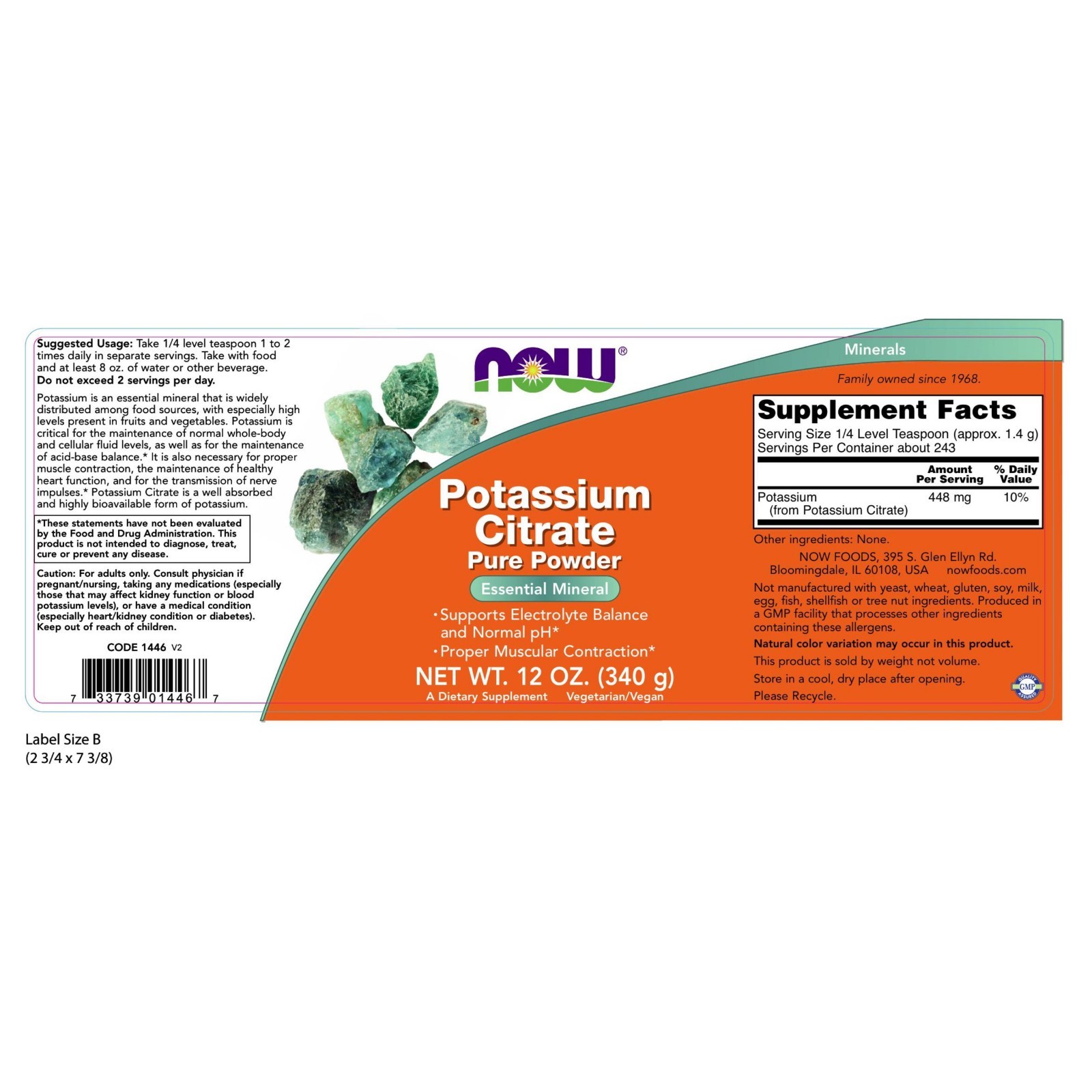 NOW Foods Potassium Citrate Powder, 448 mg, 12 oz. สถานีตำรวจภูธรทุ่งหลวง