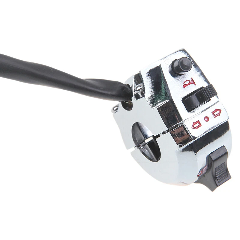 Interruptor de bocina de luz de señal de giro de manillar cromado de 7/8" para control de motocicleta Honda Foto 2 de 4