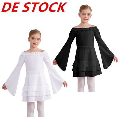 DE Mädchen Mittelalter Prinzessin Kleid Rüschenkleid Vintage Festlich Partykleid