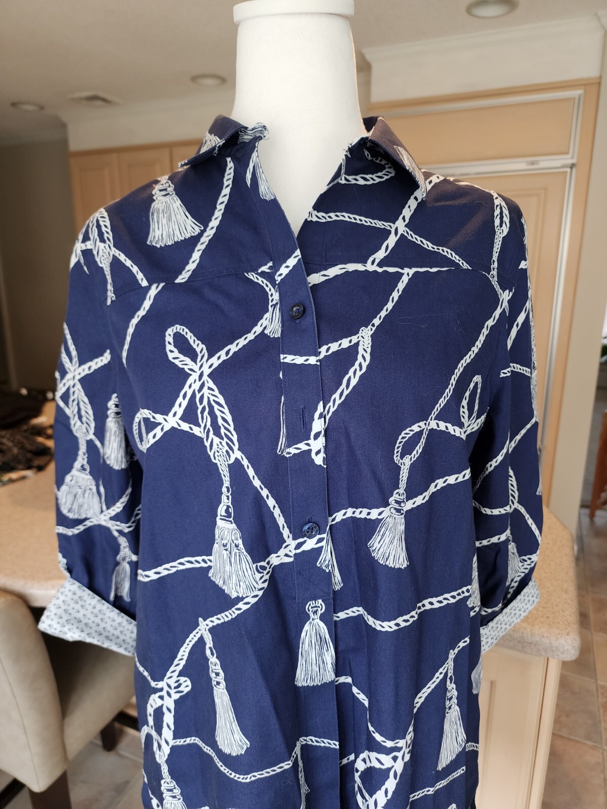 Chicos Pullover Button Down Size 0 Nautical Rope … - image 1