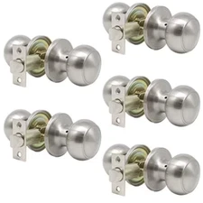 5-Pack Probrico Satin Nickel Passage Door Knobs for Hall or Closet Knobs Keyless