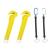 Yellow Box Cutter 2 Pack with 2 Coil Key Chains, Cardboard/Film Cutter,
