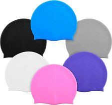 6 Pieces Unisex Adult Silicone Swim Cap Waterproof Swimming Hat Durable Non-Slip