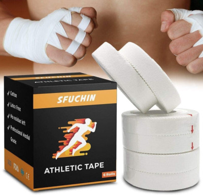 White Athletic Tape (6 Pack 0.5'' 10 Yards) - Finger Tape - Medical Tape - Foot T