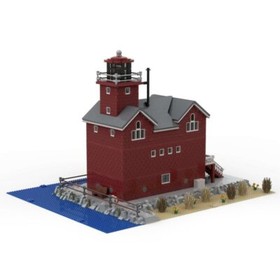 MOC-84264 Big Red Lighthouse with Interior 5493 Piece Building Sets