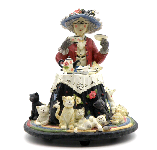 San Francisco Music Box Co. "TEA FOR TWO" Cat Tea Party by Ruth Ninneman 1997