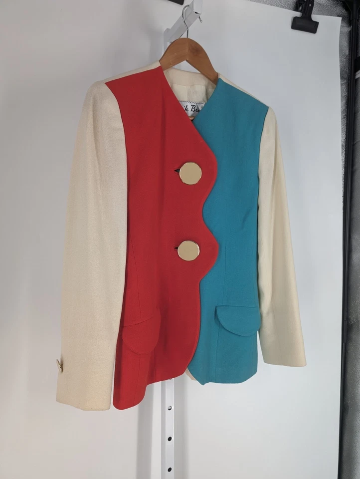 Chaqueta Blazer Ilie Wacs Grupo Memphis Arte Escultural Bloque de Color Nueva Ola De Colección Años 80 Foto 3 de 4