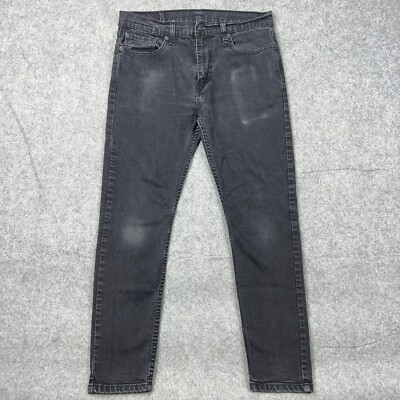 Levis Jeans Men 33x30 Black 512 Slim Taper Fit Classic Stretch Faded Denim Pants