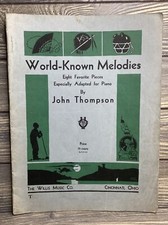 Vintage Sheet Music Book World Known Melodies John Thompson 1932  