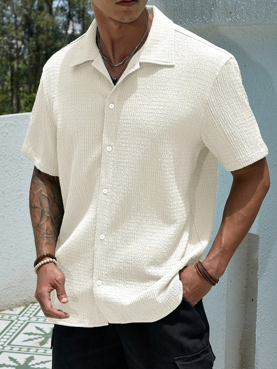 mens casual dress t-shirts Men's Casual Button Down Shirt in Forest Green Cotton Jersey X-large main image 0