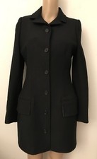 Dolce Gabbana Black Wool Coat With Beige Silk Lining Fitted Size 40