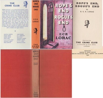 E C R Lorac  ROPE´S END ROGUES END  1st w/fdj 1942 Crime Club Murder Mystery  