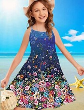 Vibrant Flowers 3D Printed Cute Dress For Cute Little Girls , Ages 11/12 , Sale