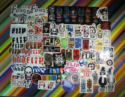 vtg 1990s 2000s Flip skateboard sticker - Glifberg Boulala Penny logos ++