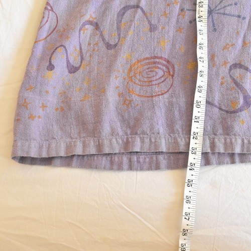 Vintage Blue Fish Women's Overall Apron Dress Hemp Lavender Painted w/ Pockets - Picture 8 of 18
