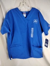 NWT Cherokee Blue V-Neck Scrub Top Medical Uniform Medium Riverview Health