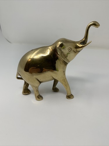 FIGURA ELEFANTE VINTAGE TRONCO RIALZATO ZANNE OTTONE LUCIDO BELLO!! - Foto 5 di 12