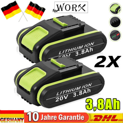 2er- Akku 20V für Worx WA3553 WA3550 WA3551.1 WA3572 3,8Ah Lithium-Ionen Akku