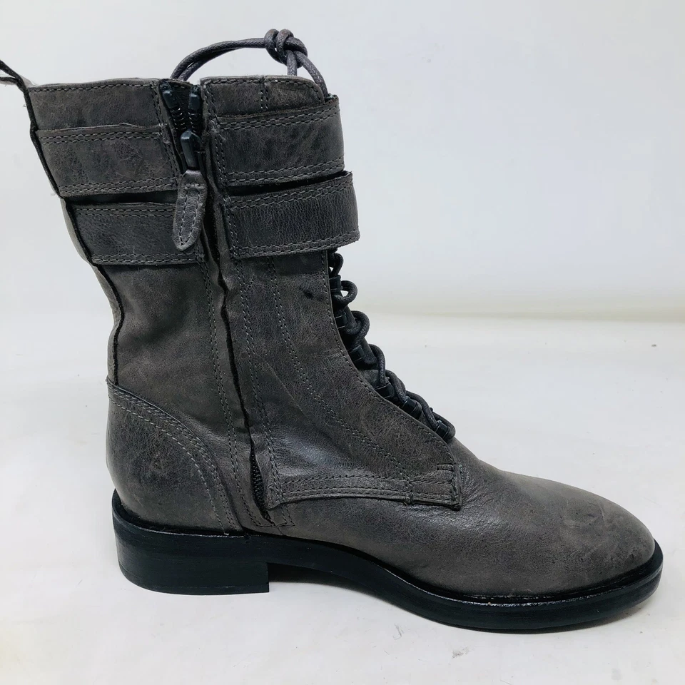 Botas de combate Via Spiga negras con cordones cremallera lateral talla 7 nuevas sin caja Foto 3 de 4